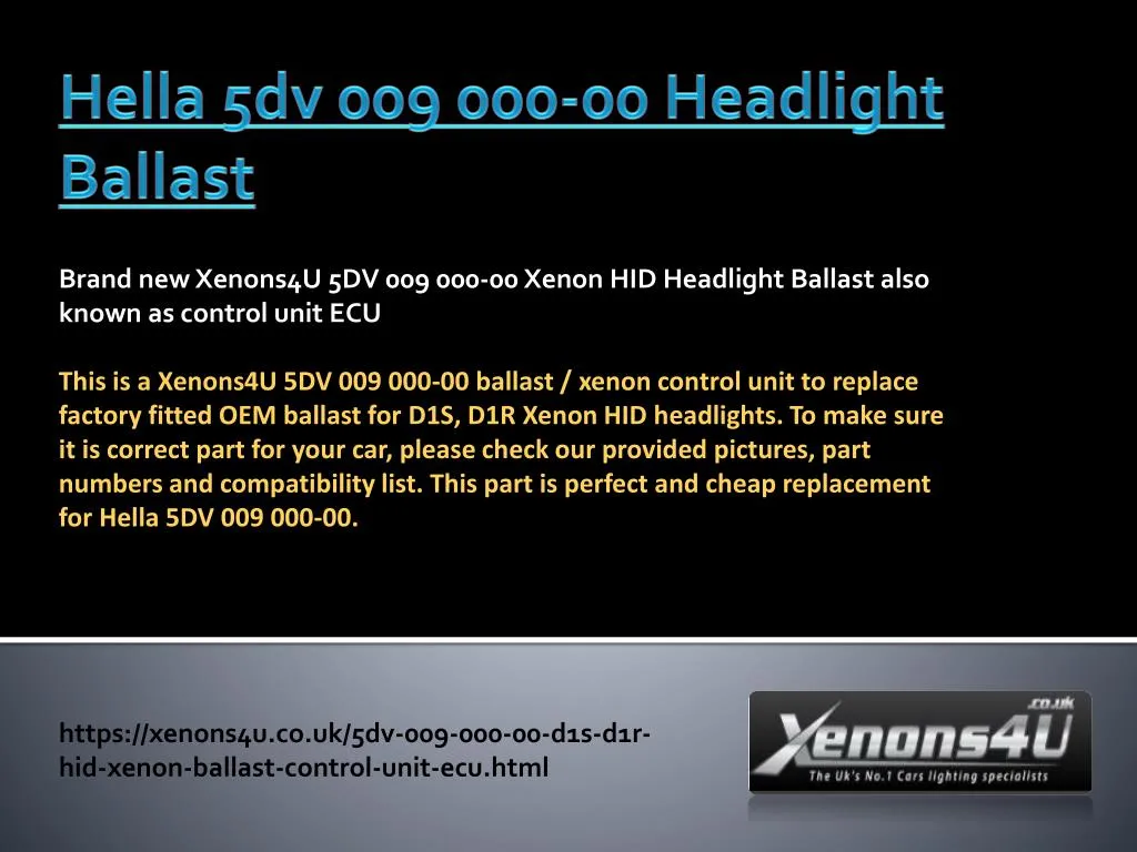 Hella 5DV009720-00 Xenon Ballast 12V Headlight Control Unit