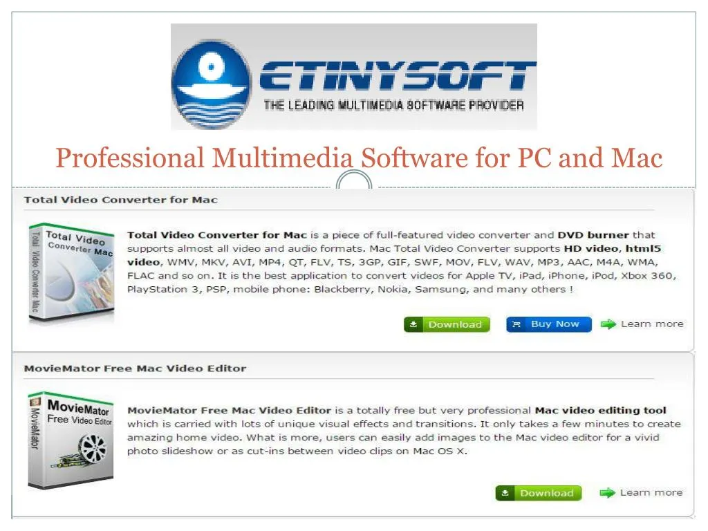 professional multimedia software for pc and mac
