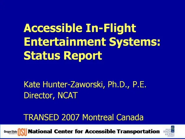 Accessible In-Flight Entertainment Systems: Status Report