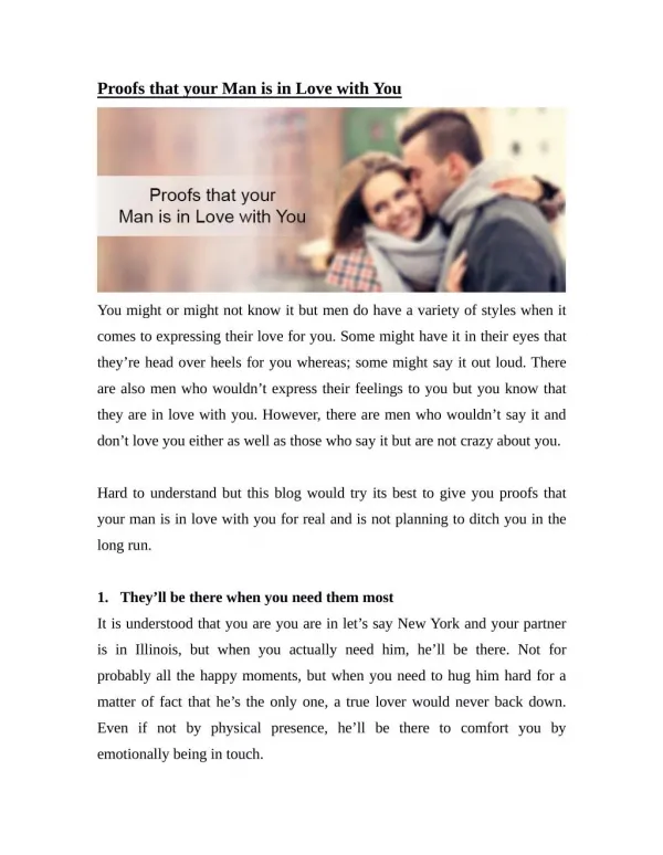 Proofs that your Man is in Love with You