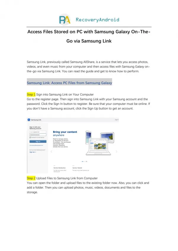 Access Files Stored on PC with Samsung Galaxy On-The-Go via Samsung Link