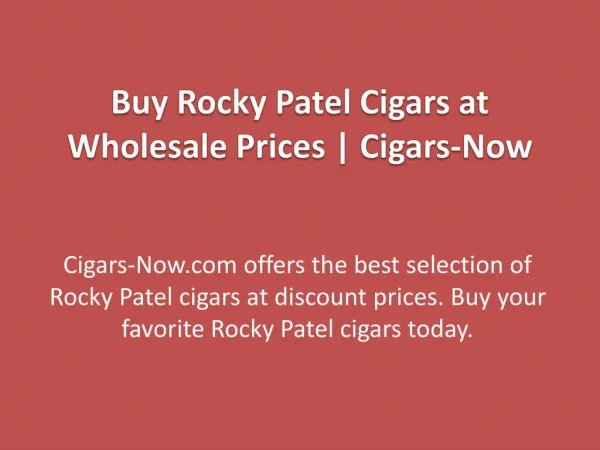 Buy Rocky Patel Cigars at Wholesale Prices