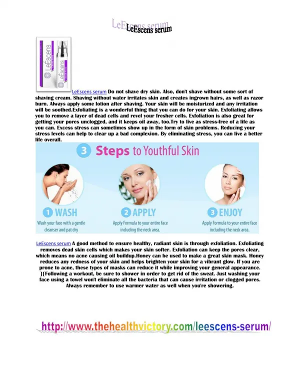 LeEscens serum Sugar should