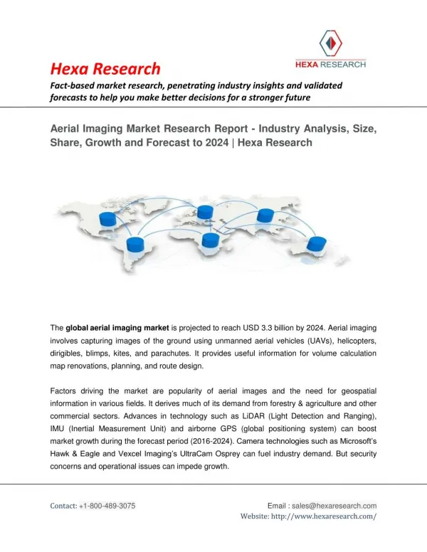 Aerial Imaging Market Research Report - Industry Analysis, Size and Forecast to 2024 | Hexa Research