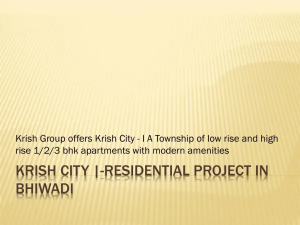 Krish city | Residential Project in Bhiwadi