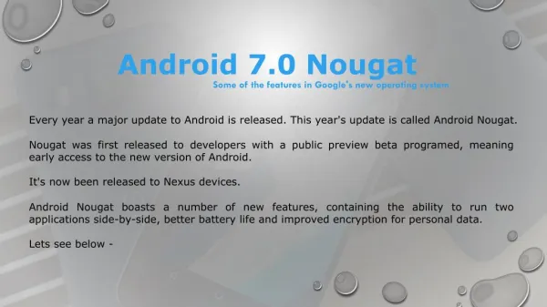 hire android app developer information on Android 7.0 Nougat
