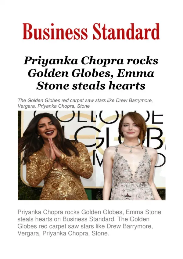 Priyanka Chopra rocks Golden Globes, Emma Stone steals hearts