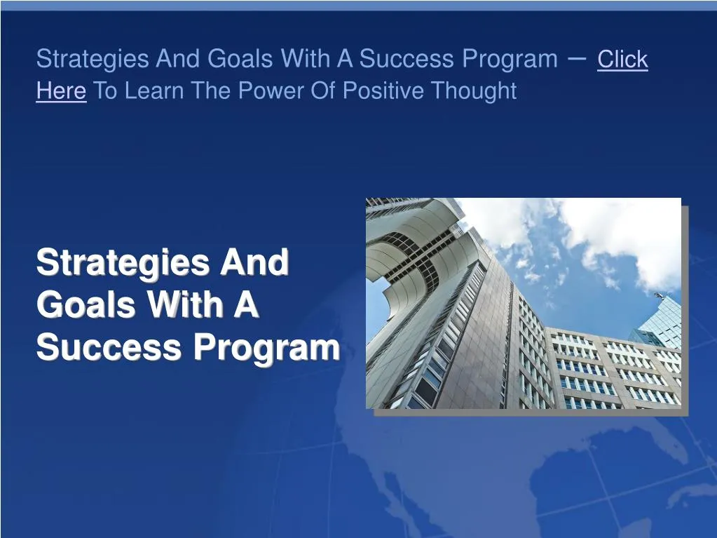 strategies and goals with a success program click here to learn the power of positive thought