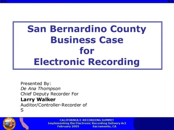 San Bernardino County Business Case for Electronic Recording