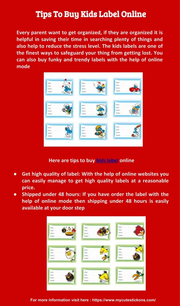 Tips to buy kids label online