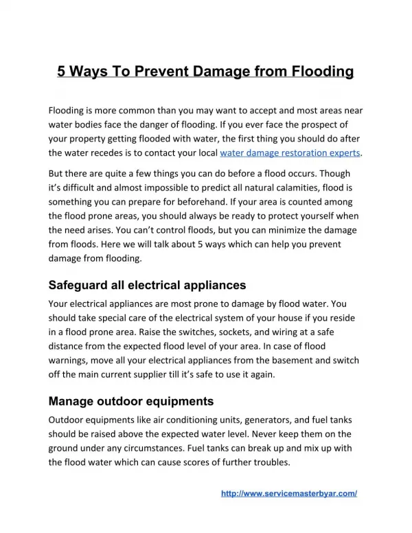 5 Ways To Prevent Damage from Flooding
