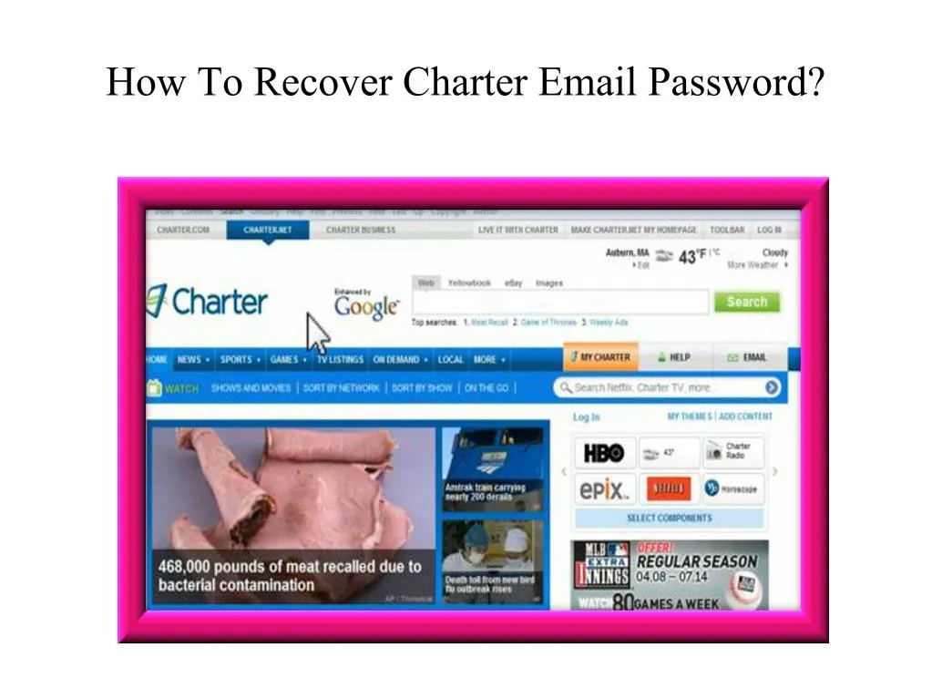 how to recover charter email password
