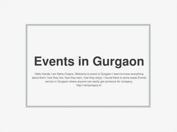 Events in Gurgaon