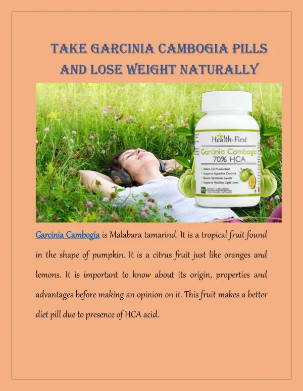 Take Garcinia Cambogia Pills And Lose Weight Naturally