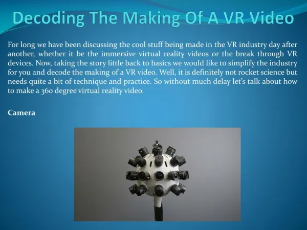 Decoding The Making Of A VR Video