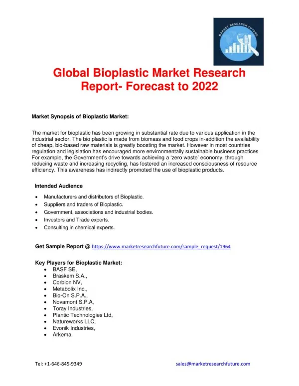 Global Bioplastic Market is expected to reach $5.99 billion by 2022