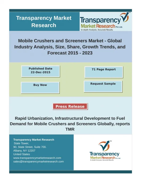 Mobile Crushers and Screeners Market - Industry Analysis, Size, Share, Forecast 2023