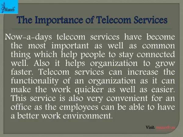 The Importance of Telecom Services