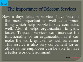 The Importance of Telecom Services - slide 1