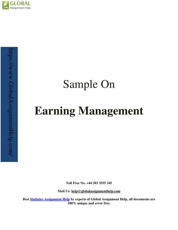 Sample on earning management By Global Assignment Help