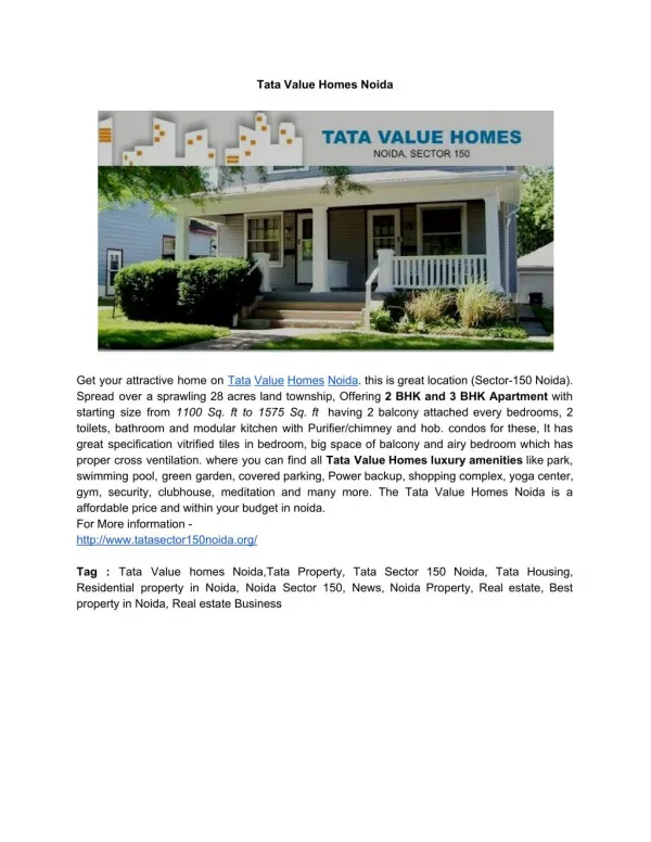 Tata Value Homes Noida