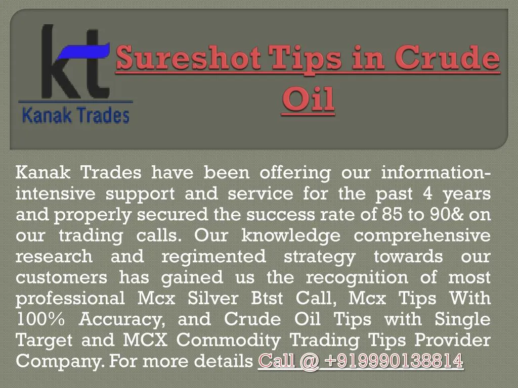 sureshot tips in crude oil