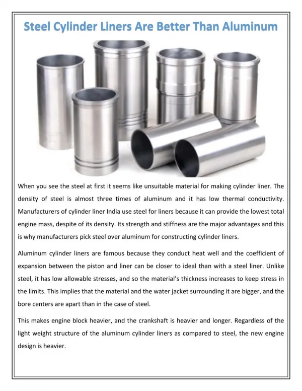 Steel Cylinder Liners Are Better Than Aluminum
