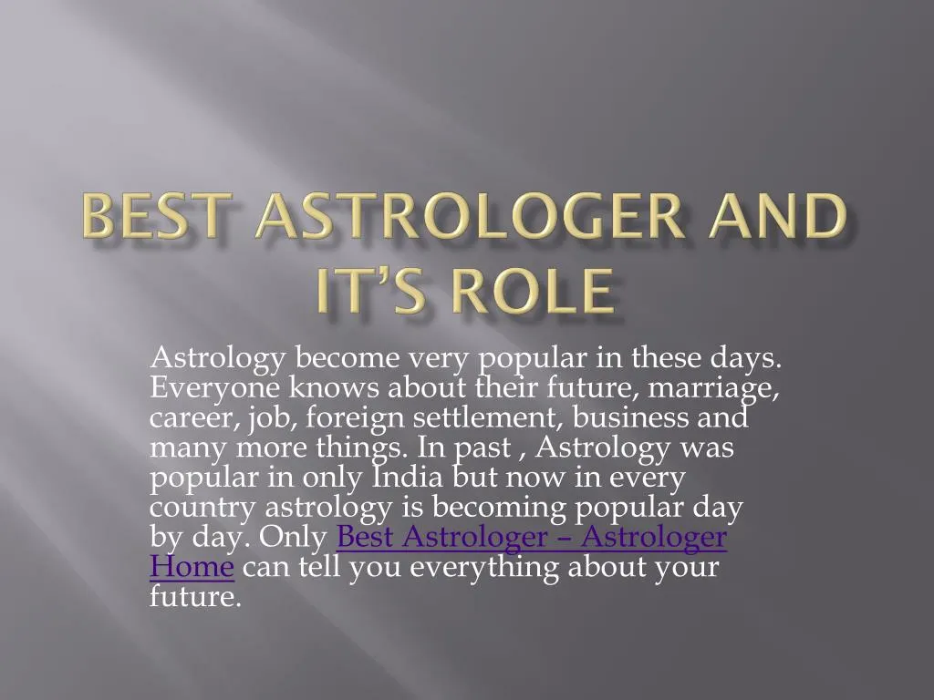 best astrologer and it s role