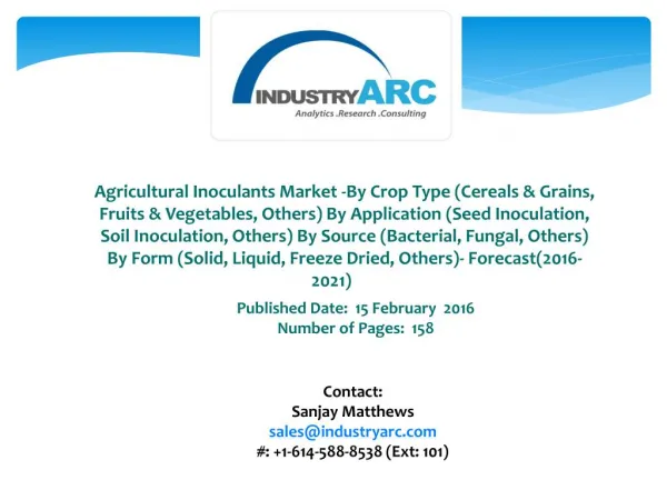 Agricultural Inoculants Market Growth To Reduce the Dependence On Pesticides