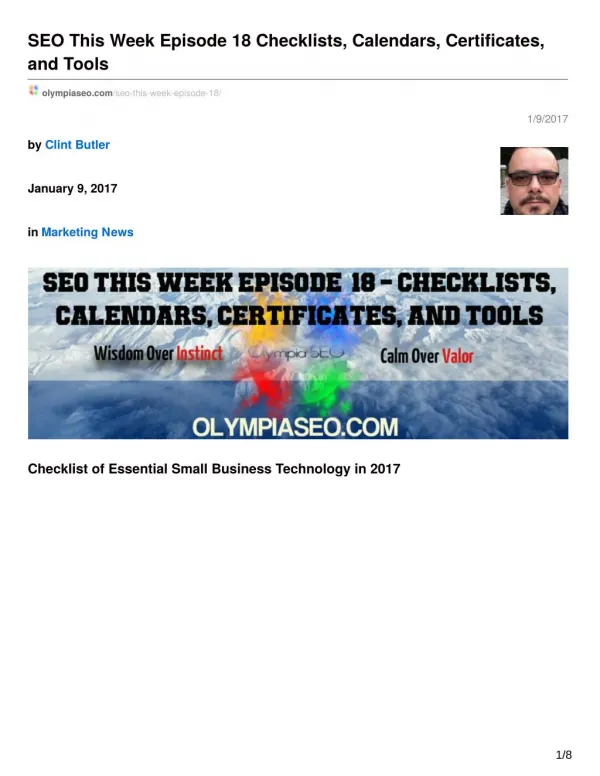 SEO This Week EP18- Checklists, Calendars, Certificates, and Tools
