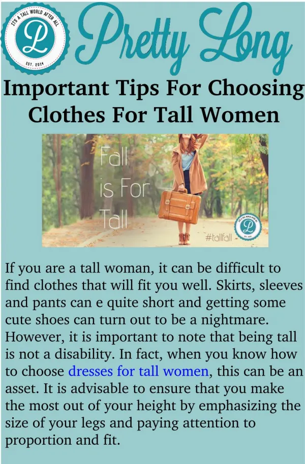 Important tips for choosing clothes for Tall women