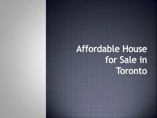 Affordable House for Sale in Toronto