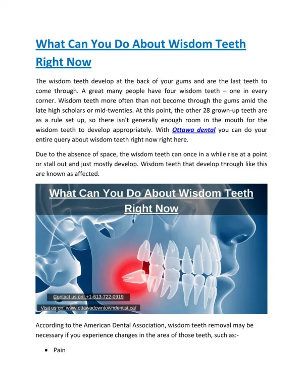 What Can You Do About Wisdom Teeth Right Now