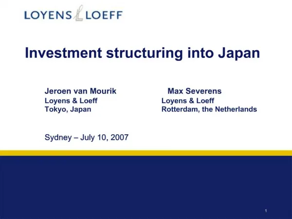Investment structuring into Japan