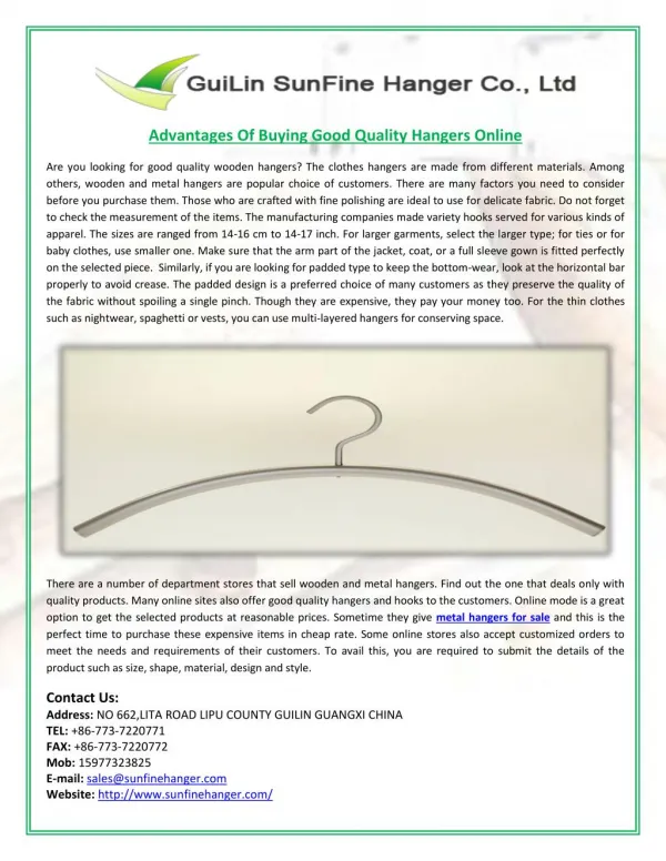 Advantages Of Buying Good Quality Hangers Online
