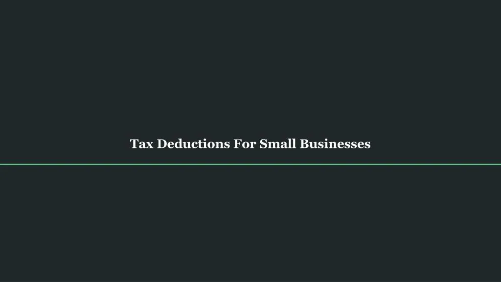 tax deductions for small businesses