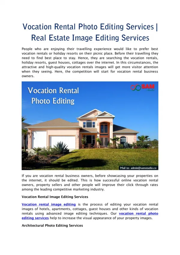 Vocation Rental Photo Editing Services | Real Estate Image Editing Services