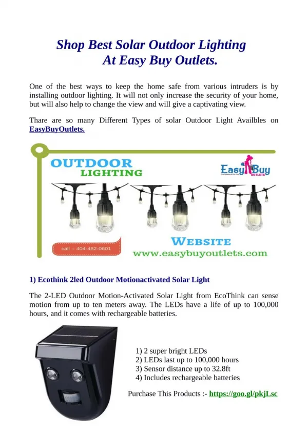 Shop Best Solar Outdoor Lighting At Easy Buy Outlets.