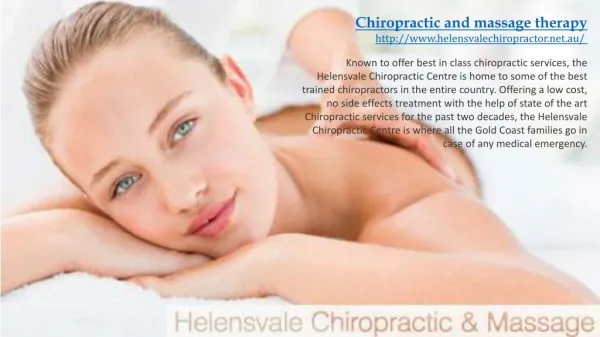 Chiropractic and massage therapy in Helensvale