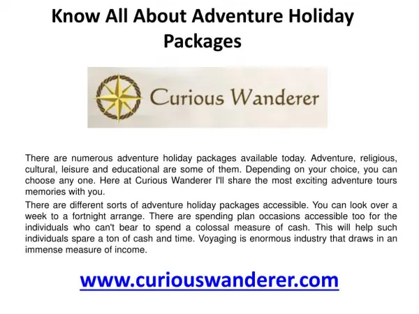 Know all about adventure holiday packages