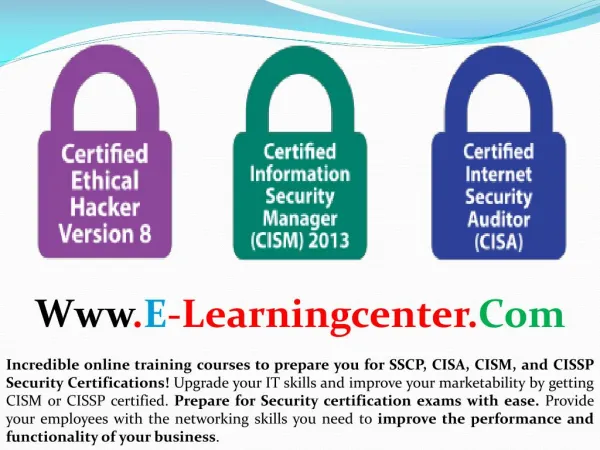 Security Certifications Course - SSCP, CISA, CISM