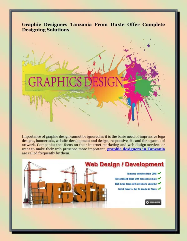 Graphic Designers Tanzania From Duxte Offer Complete Designing Solutions