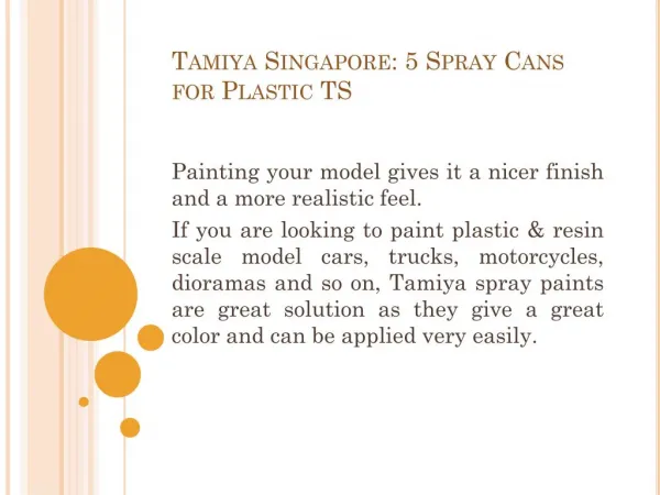 Tamiya Singapore: 5 Spray Cans for Plastic TS