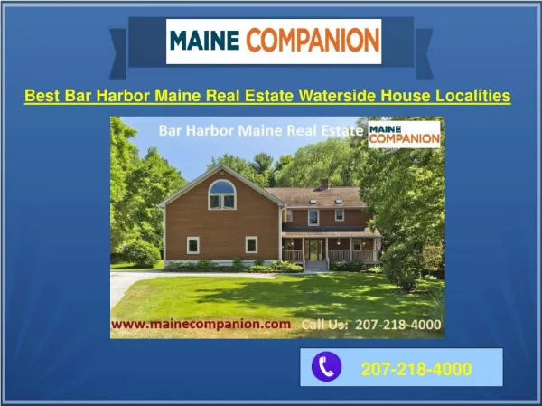 Best Bar Harbor Maine Real Estate Waterside House Localities