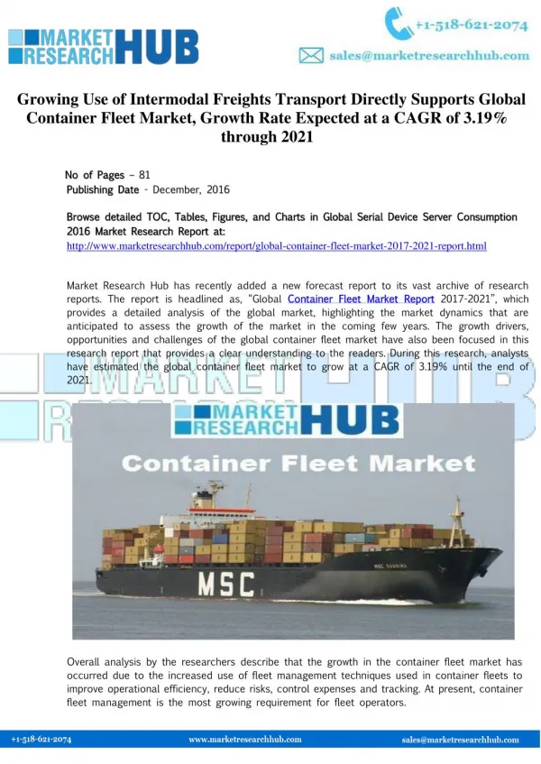 Global Container Fleet Market Report