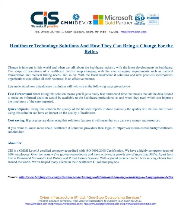 Healthcare Technology Solutions And How They Can Bring a Change For the Better