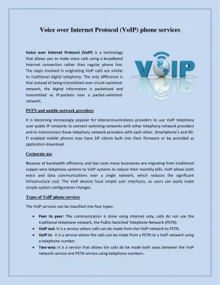 Voice over Internet Protocol (VoIP) phone services - slide 1