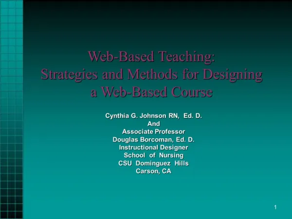 Web-Based Teaching: Strategies and Methods for Designing a Web-Based Course
