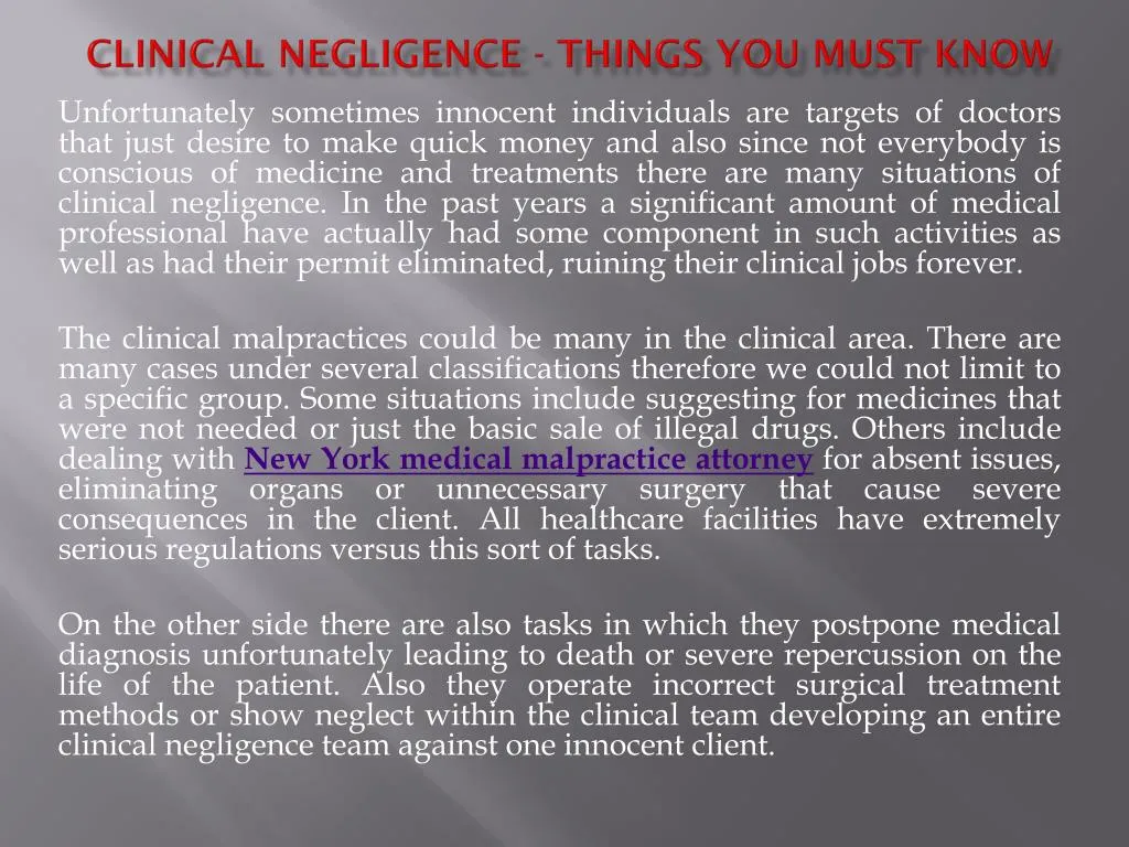 clinical negligence things you must know