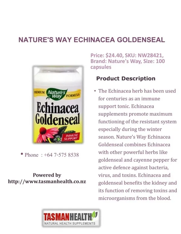 tasmanhealth.co.nz | Nature's Way Echinacea Goldenseal